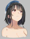  black_hair hat isshiki_(ffmania7) kantai_collection nude portrait red_eyes short_hair solo takao_(kantai_collection) 