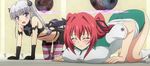  exercise highres multiple_girls naruse_maria naruse_mio push-ups screencap shinmai_maou_no_testament thighhighs 