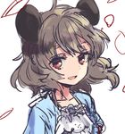  alternate_costume animal_ears brown_eyes face grey_hair looking_at_viewer mouse_ears nazrin open_mouth smile solo tomobe_kinuko touhou upper_body 