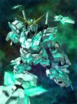  daue gundam gundam_unicorn highres light_particles mecha motion_blur no_humans nt-d shield space star unicorn_gundam 