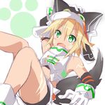  blonde_hair crop_top cyberconnect2_(choujigen_game_neptune) gloves goggles green_eyes hat midriff minagi navel neptune_(series) open_mouth short_hair smile solo tail 