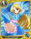  ahoge asia_argento bishop_(chess) blonde_hair blue_legwear card_(medium) character_name chess_piece elbow_gloves gloves green_eyes high_school_dxd long_hair looking_at_viewer official_art solo trading_card 