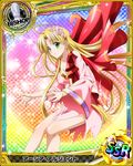  ahoge asia_argento bishop_(chess) blonde_hair breasts card_(medium) character_name cherry_blossoms chess_piece cleavage collarbone covered_nipples eyebrows eyebrows_visible_through_hair flower green_eyes hair_flower hair_ornament high_school_dxd long_hair medium_breasts official_art smile solo torn_clothes trading_card 