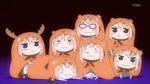  :3 antlers chibi crown doma_umaru fake_facial_hair fake_mustache glasses gradient gradient_background himouto!_umaru-chan hood hoodie looking_at_viewer multiple_persona non-web_source reaction screencap sweatdrop wavy_mouth x_x 