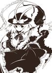  hat kishibe monochrome nagae_iku short_hair simple_background solo touhou white_background 