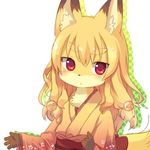  animal_ears blush fox_ears fox_tail furry kishibe long_hair looking_at_viewer red_eyes simple_background solo tail white_background 