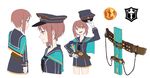  adapted_costume belt belt_pouch bottomless brown_eyes cape dress emblem expressionless from_behind from_side gloves hand_on_hip hat hat_removed headwear_removed holding holding_hat kantai_collection long_sleeves luicent military military_hat military_uniform multiple_views neckerchief peaked_cap pouch sailor_collar sailor_dress scabbard sheath short_hair sidelocks simple_background standing uniform white_background white_gloves z3_max_schultz_(kantai_collection) 