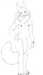  big_penis crackycrackers digimon digitigrade flaccid front_view fur greyscale hand_on_hip humanoid_penis long_foreskin looking_at_viewer male monochrome neck_tuft nipples nude pencil_(artwork) penis renamon solo standing tongue tongue_out traditional_media_(artwork) tuft uncut vein veiny_penis 