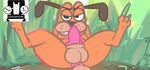  2015 animated balls butt canine carbondieoxside dog foot_fetish hunt_(duckhunt) male mammal nintendo penis simple_background solo super_smash_bros video_games 