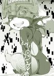  butt female imp looking_at_viewer looking_back midna monochrome nintendo not_furry smile solo the_legend_of_zelda twilight_princess unknown_artist video_games 