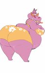 belly big_belly big_breasts big_butt bra breasts butt clothed clothing female gladys_hippo hippopotamus looking_back mammal obese overweight rocko&#039;s_modern_life shamelesss simple_background skimpy solo thick_thighs underwear 