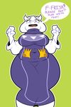  belly big_belly big_breasts breasts caprine chubby clothing female fur goat hair horn huge_breasts mammal official_shitlord open_mouth toriel undertale video_games 