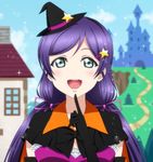  castle dancing_stars_on_me! green_eyes hat kazuma_(theworld000021) long_hair love_live! love_live!_school_idol_project purple_hair smile solo toujou_nozomi twintails witch_hat 