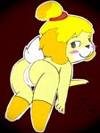  amateur animal_crossing blush butt canine crossing cute dog drawing female feral imbob isabelle isabelle_(animal_crossing) looking_at_viewer mammal nintendo nude sly solo video_games 