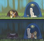  ambiguous_gender camping canine fox fur grass koul mammal orange_fur outside raining tent white_fur young 