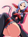  animal_ears aokura_shou black_choker black_legwear blue_hair breasts cat_ears cat_tail choker eas elbow_gloves fresh_precure! gloves higashi_setsuna highres large_breasts looking_at_viewer naughty_face pink_background precure raised_eyebrows red_eyes short_hair smile solo tail thighhighs thighs 