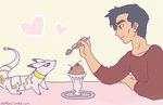  &lt;3 clocky_(artist) dessert digimon duo eating food human ice_cream kudamon mammal satsuma_rentarou 