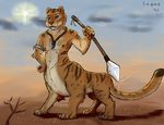 feline felitaur loque male mammal melee_weapon polearm saber-toothed_cat savannah spear taur tribal weapon 