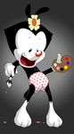  animaniacs bodypaint brush dot_warner female grin mammal monkeycheese no_underwear nude paint pussy simple_background standing warner_brothers 