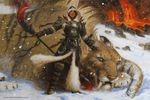  armor duo fangs feline female feral front_view fur human lava looking_at_viewer lying magic_the_gathering mammal official_art oil_painting on_front outside paint_art saber-toothed_cat sabertooth_(feature) signature size_difference snow staff standing traditional_media_(artwork) warrior weapon winona_nelson winter yasova_dragonclaw 
