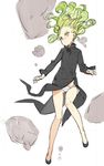  black_dress dated dress dress_lift green_hair one-punch_man ooyari_ashito panties solo tatsumaki telekinesis underwear white_panties yellow_eyes 