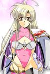  blonde_hair commentary_request hikaru_(mikan0407) langrisser leotard long_hair pink_leotard riana_(langrisser) solo 