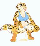  blush cleavage clothed clothing crouching female fivel leopard_gecko lizard midriff panties peeing reptile scalie solo striped_panties tongue tongue_out underwear urine 