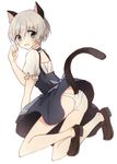  animal_ears ass blue_eyes dirndl dress from_behind german_clothes highres kantai_collection kinona kneeling no_socks open_mouth panties pantyshot pantyshot_(kneeling) shoes short_hair silver_hair solo tail underwear upskirt white_panties z1_leberecht_maass_(kantai_collection) 