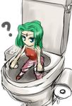  1girl ? bare_shoulders blue_eyes female final_fantasy final_fantasy_vi green_hair long_hair mocchi ponytail sketch solo tiara tina_branford toilet white_background 