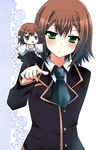  androgynous baka_to_test_to_shoukanjuu blush chibi hair_ornament hairclip killyoh kinoshita_hideyoshi necktie otoko_no_ko pointing school_uniform 