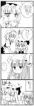  4girls 4koma :d :o =_= apron bad_id bad_pixiv_id bangs blood blunt_bangs book bow braid broken chibi comic crescent crying cup dress drinking flandre_scarlet greyscale hat hat_bow hime_cut izayoi_sakuya long_hair low-tied_long_hair maid maid_headdress monochrome multiple_girls o_o open_mouth patchouli_knowledge remilia_scarlet sakura_(doors) side_ponytail sidelocks smile streaming_tears teacup tears touhou translated twin_braids very_long_hair waist_apron wings 