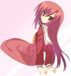  brown_eyes hayate_no_gotoku! katsura_hinagiku kneeling kuwashima_rein long_hair looking_back red_hair school_uniform serafuku solo 