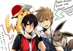  /\/\/\ 2boys :d ;( anger_vein angry bad_id bad_pixiv_id baseball_cap black_hair borrowed_garments brown_hair carrying closed_mouth clothed_pokemon cosplay covering_ears eevee english gen_1_pokemon green_eyes hat hat_removed headwear_removed hood hood_down hooded_jacket jacket jewelry long_sleeves looking_at_another male_focus multiple_boys necklace obo on_head one_eye_closed ookido_green open_mouth pendant pikachu pixiv_red pokemon pokemon_(creature) pokemon_(game) pokemon_frlg pokemon_hgss popped_collar red_(pokemon) red_(pokemon)_(cosplay) red_(pokemon_frlg) red_(pokemon_rgby) red_eyes short_sleeves simple_background smile spoken_ellipsis sweatdrop upper_body white_background 