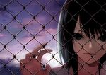  bad_id bad_pixiv_id black_eyes black_hair chain-link_fence close-up closed_mouth cloud face fence hands kiyohara_hiro lips looking_through_fence original outdoors portrait sky solo 