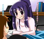  1girl breasts medium_breasts ookura_miyako ponytail purple_hair red_eyes tokimeki_memorial tokimeki_memorial_4 