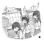  bangs greyscale haimura_kiyotaka head_wreath highres misaka_mikoto monochrome multiple_girls saten_ruiko to_aru_kagaku_no_railgun to_aru_majutsu_no_index translated uiharu_kazari 