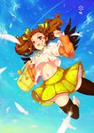  alternate_costume bad_id bad_pixiv_id bow brown_hair casual contemporary hair_bow hair_ribbon long_hair midriff navel red_eyes reiuji_utsuho ribbon s.advent solo thighhighs touhou twintails wings zettai_ryouiki 