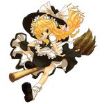  blonde_hair braid broom broom_riding colored_eyelashes eyelashes full_body hat highres hissatsukun kirisame_marisa long_hair md5_mismatch mini-hakkero petticoat smile solo touhou transparent_background tsurime witch_hat yellow_eyes 