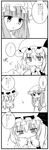  4koma :&gt; bad_id bad_pixiv_id bangs blunt_bangs blush bow chibi comic crescent dress flandre_scarlet greyscale hands_together hat hat_bow hime_cut long_hair low-tied_long_hair monochrome multiple_girls nervous patchouli_knowledge sad sakura_(doors) short_hair side_ponytail touhou translated very_long_hair |_| 