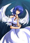  angel blue_eyes blue_hair dress half_updo hemogurobin_a1c mai_(touhou) ribbon short_hair solo touhou touhou_(pc-98) wings 