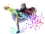  akashio_(loli_ace) cape dress full_body gradient_hair highres hijiri_byakuren kicking long_hair multicolored_hair solo sorcerer's_sutra_scroll touhou transparent_background yellow_eyes 