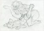  2015 anal anal_penetration anvil_position balls canine erection eyes_closed hand_on_thigh kneeling lying male male/male mammal nude on_back penetration penis ruaidri sex sketch spread_legs spreading unknown_species 