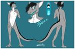  2015 4_toes anthro black_fur black_hair blue_background blue_eyes blue_hair border claws color_swatch dragon fangs fur furred_dragon grey_fur hair hi_res looking_at_viewer male model_sheet multicolored_fur multicolored_hair multiple_angles nude sharp_teeth simple_background smile solo standing teeth toe_claws toes two_tone_hair tysiek white_border white_fur white_sclera wiatrak 
