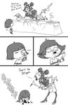  2015 arachnid arthropod biscuit comic duo frisk hair havesomemoore humor monochrome muffet protagonist_(undertale) spider tea_cup tea_pot text undertale video_games vomit young 