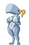  blonde_hair blue_eyes breasts cetacean clothed clothing female hair half-dressed looking_at_viewer mammal marine navel pearl_krabs ponytail smile solo thick_thighs topless unknown_artist whale 