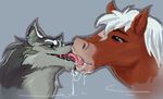  blush canine drooling epona equine female feral french_kissing horse interspecies kissing licking link link_(wolf_form) lips mammal nintendo saliva slobber the_legend_of_zelda tongue tongue_out ungulatr video_games wolf 