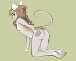  anthro butt cat cute feline female hair long_hair mammal nude single sketch solo tinycat young 
