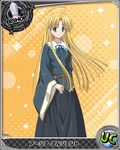  asia_argento bishop_(chess) blonde_hair card_(medium) character_name chess_piece dress green_eyes high_school_dxd long_hair looking_at_viewer official_art smile solo trading_card 