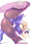  ass bad_id bad_pixiv_id blonde_hair blue_dress blush boots bracelet breasts brown_eyes bun_cover cameltoe china_dress chinese_clothes chun-li chun-li_(cosplay) commentary_request cosplay cross-laced_footwear djeeta_(granblue_fantasy) double_bun dress from_below granblue_fantasy jewelry kicking knee_boots large_breasts noto_kurumi open_mouth panties pantyhose pelvic_curtain sash short_hair solo spiked_bracelet spikes street_fighter underwear white_background white_footwear 