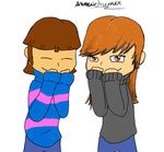  animextremex brown_eyes brown_hair child clothing eyes_closed female frisk hair human invalid_tag male mammal sketch smile strips sweater undertale video_games young 
